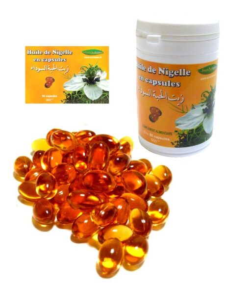 Huile de Nigelle en capsules - Complément alimentaire (pot de 60 gélules de 500 Mg)