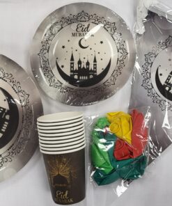 Set Eid Mubarak Gris -10 personnes-