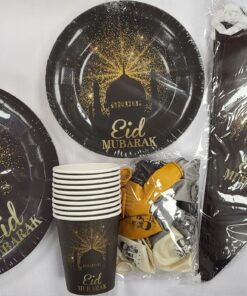 Set Eid Mubarak Noir -10 personnes-