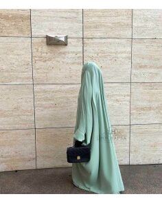 JILBAB SAOUDIEN A CLIPS UMM HAFSA - VERT D'EAU