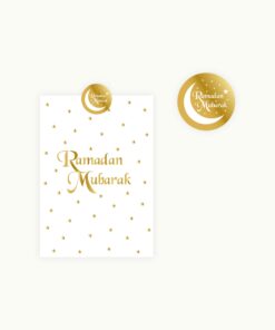 SACHET PAPIER RAMADAN MUBARAK - BLANC ET OR