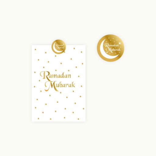 SACHET PAPIER RAMADAN MUBARAK - BLANC ET OR