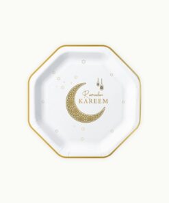 ASIETTES RAMADAN KAREEM - BLANC ET OR